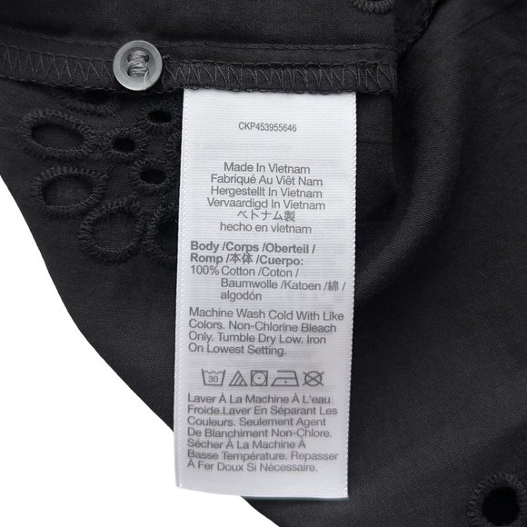 NEW MADEWELL Black Cotton Daisy Eyelet Flutter-Sleeve Yoke Top Size XS NWT 0037 - Picture 6 of 10